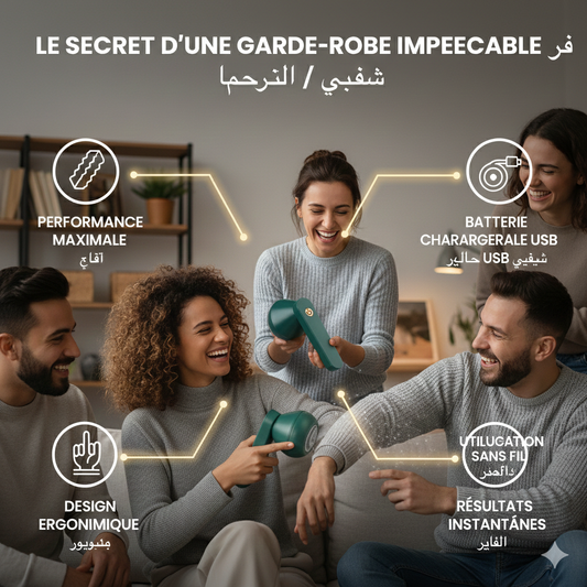 Rasoir Anti-Bouloche Électrique – Redonnez vie à vos vêtements ماكينة إزالة الوبر الكهربائية – أعيدوا الحياة لملابسكم